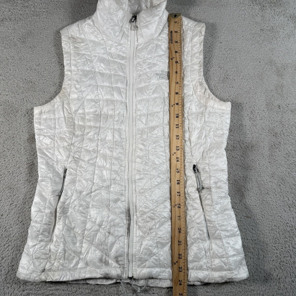 The North Face Puffer Vest Womens Small White ThermoBall Insulated Full Zip - Picture 5 of 11